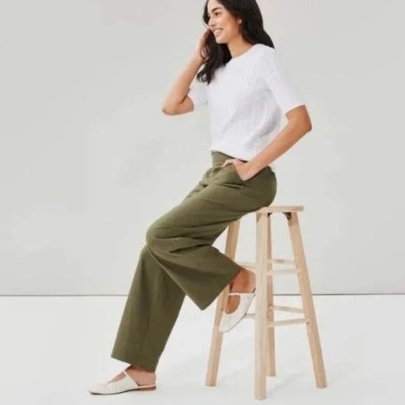 Christine B Pants - Cristina B Linen Blend Straight Leg Pull On Pants